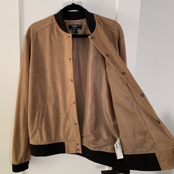 Faux Suede Bomber Jacket｜Forever 21 - Picture 5 of 6